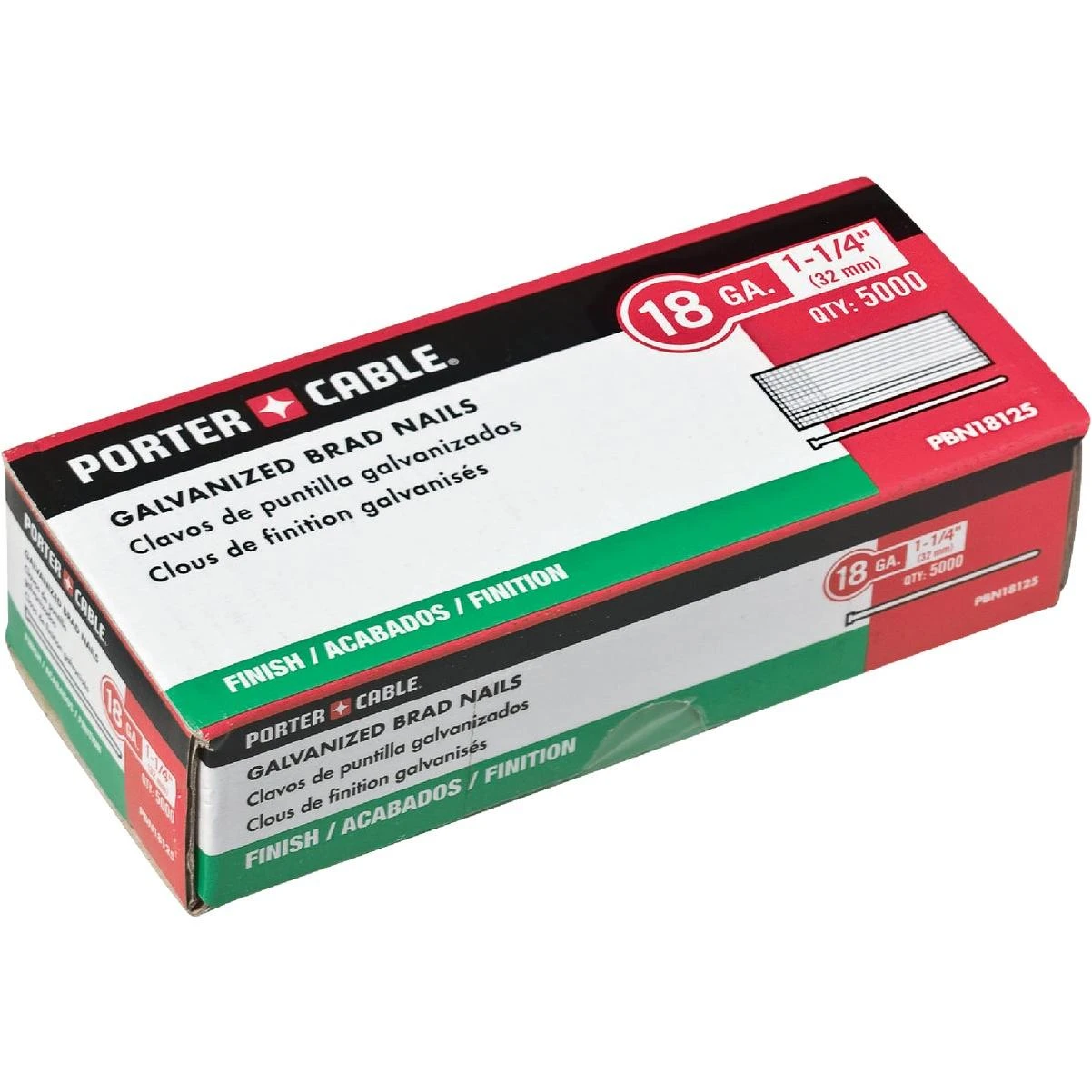 Porter Cable 18-Gauge Galvanized Brad Nail, 1-1/4 In. (5000 Ct.)