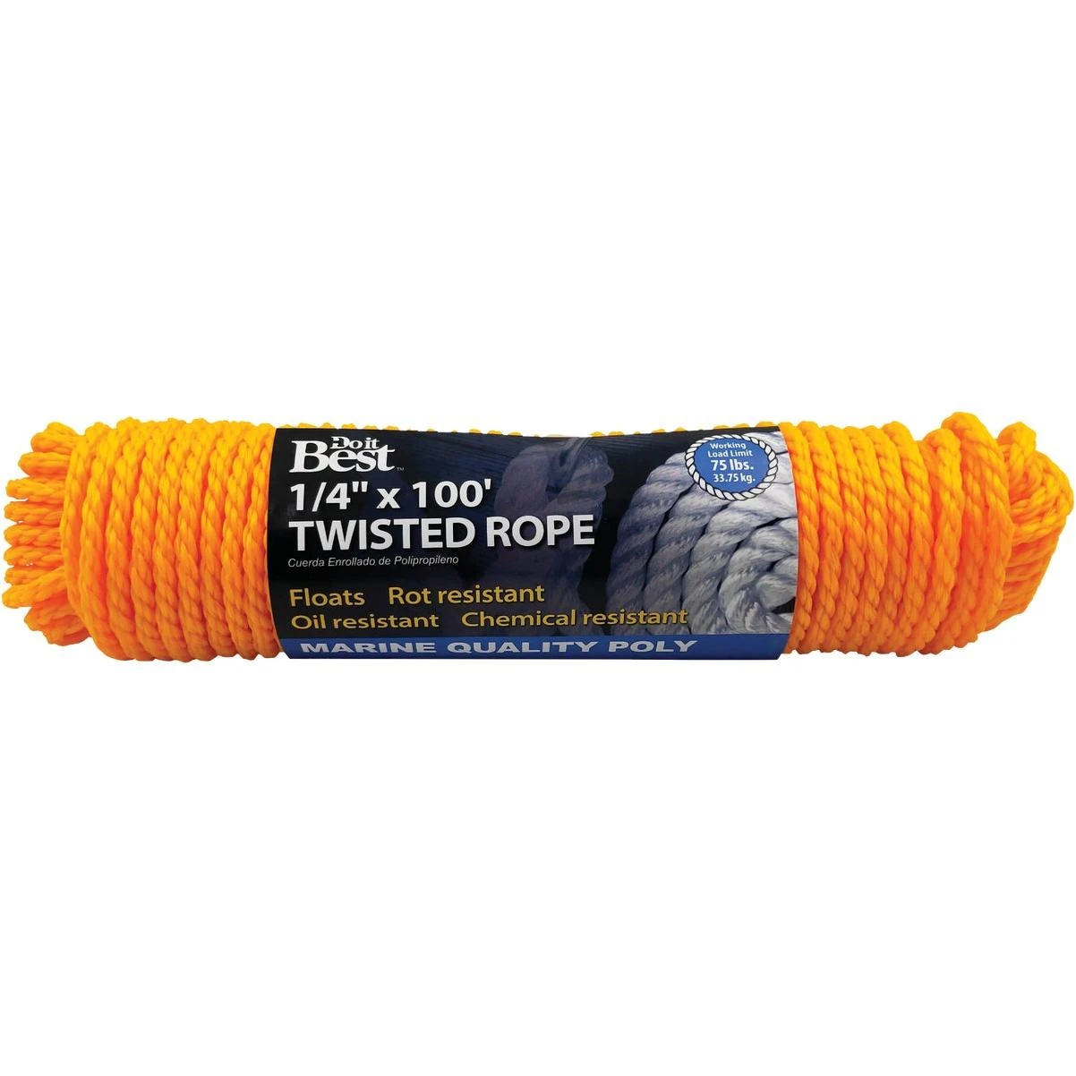 Do it Best 1/4 In. x 100 Ft. Yellow Twisted Polypropylene Packaged Rope