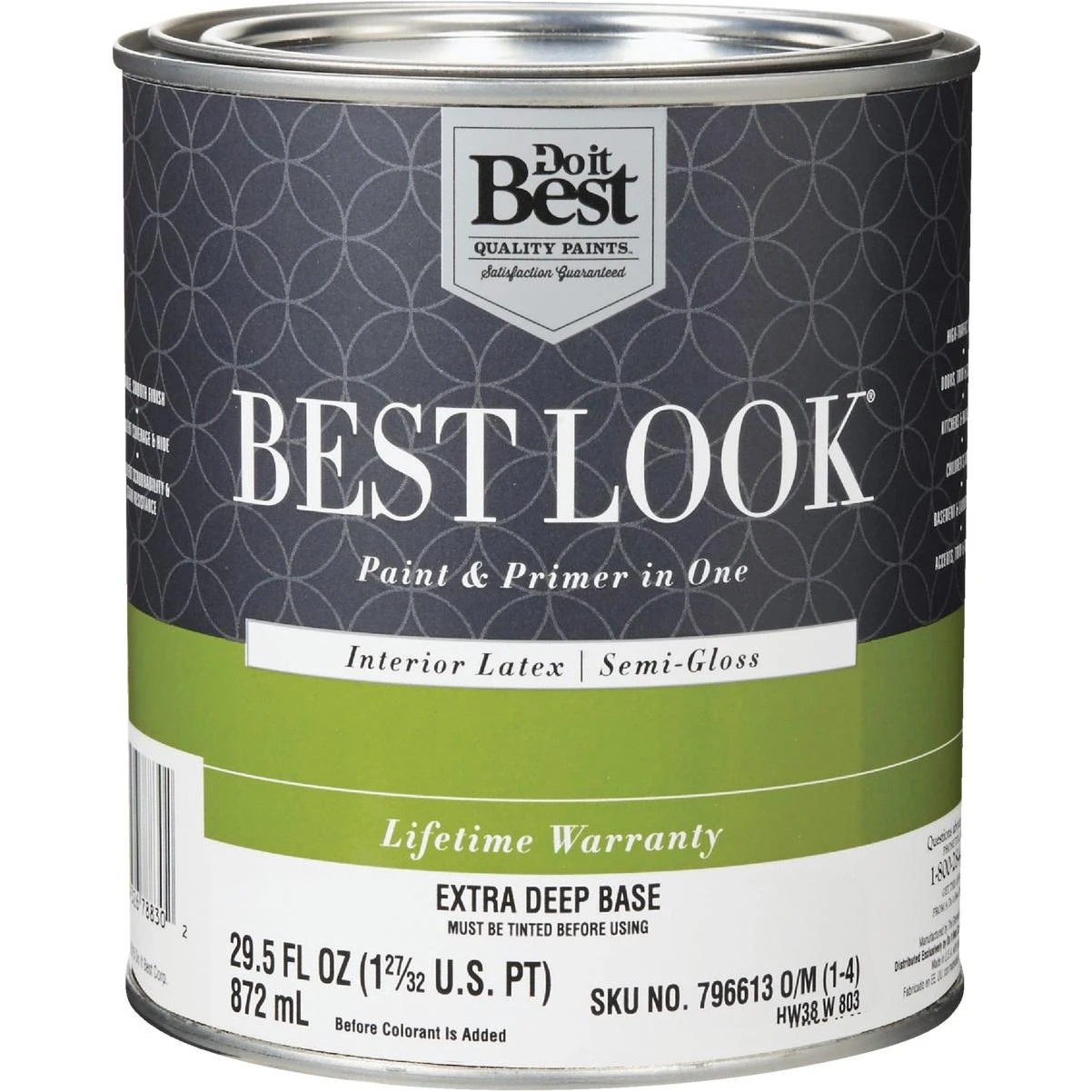 Best Look Latex Premium Paint & Primer In One Semi-Gloss Interior Wall Paint, Extra Deep Base, 1 Qt.