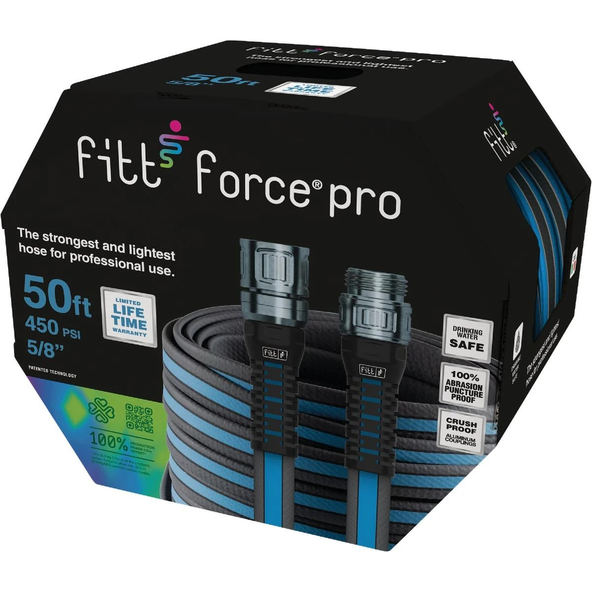 Fitt Force PRO 5/8 In. Dia. X 50 Ft. L. Drinking Water Safe Commercial Grade Garden Hose