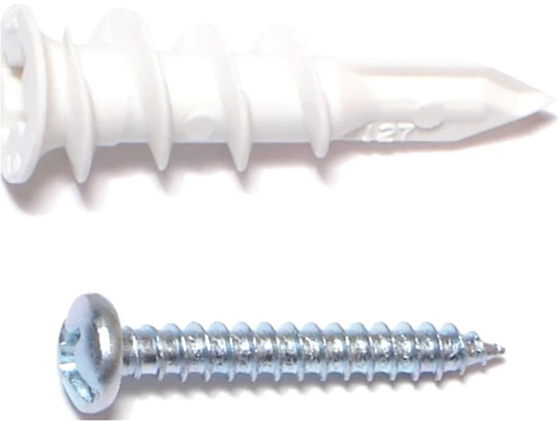 Midwest Fastener 10424 Hollow Wall Anchor with Screw, #6 Thread, 1 in L, Plastic