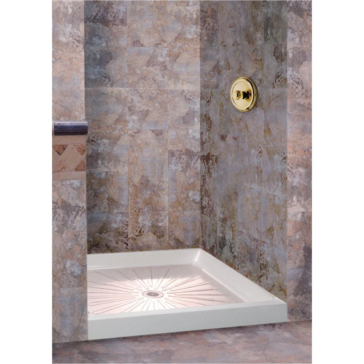 Mustee Durabase 32 In. W x 32 In. D Center Drain Shower Floor & Base in White