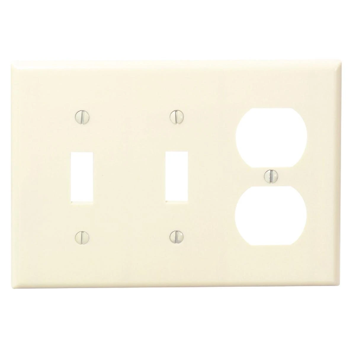 Leviton 3-Gang Plastic 2-Toggle/Duplex Outlet Wall Plate, Ivory