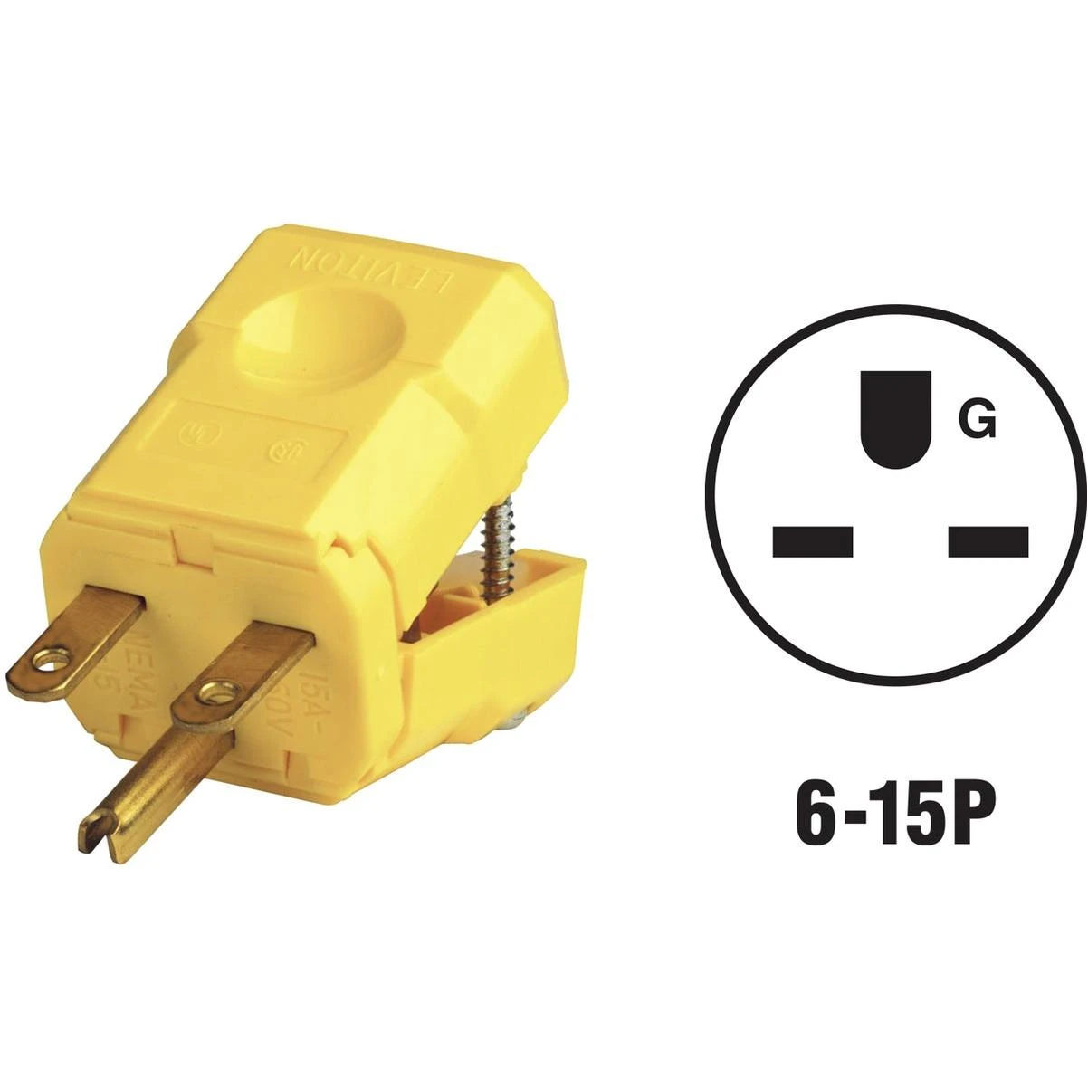 15a 250v 3-wire 2-pole Python Cord Plug - Yellow