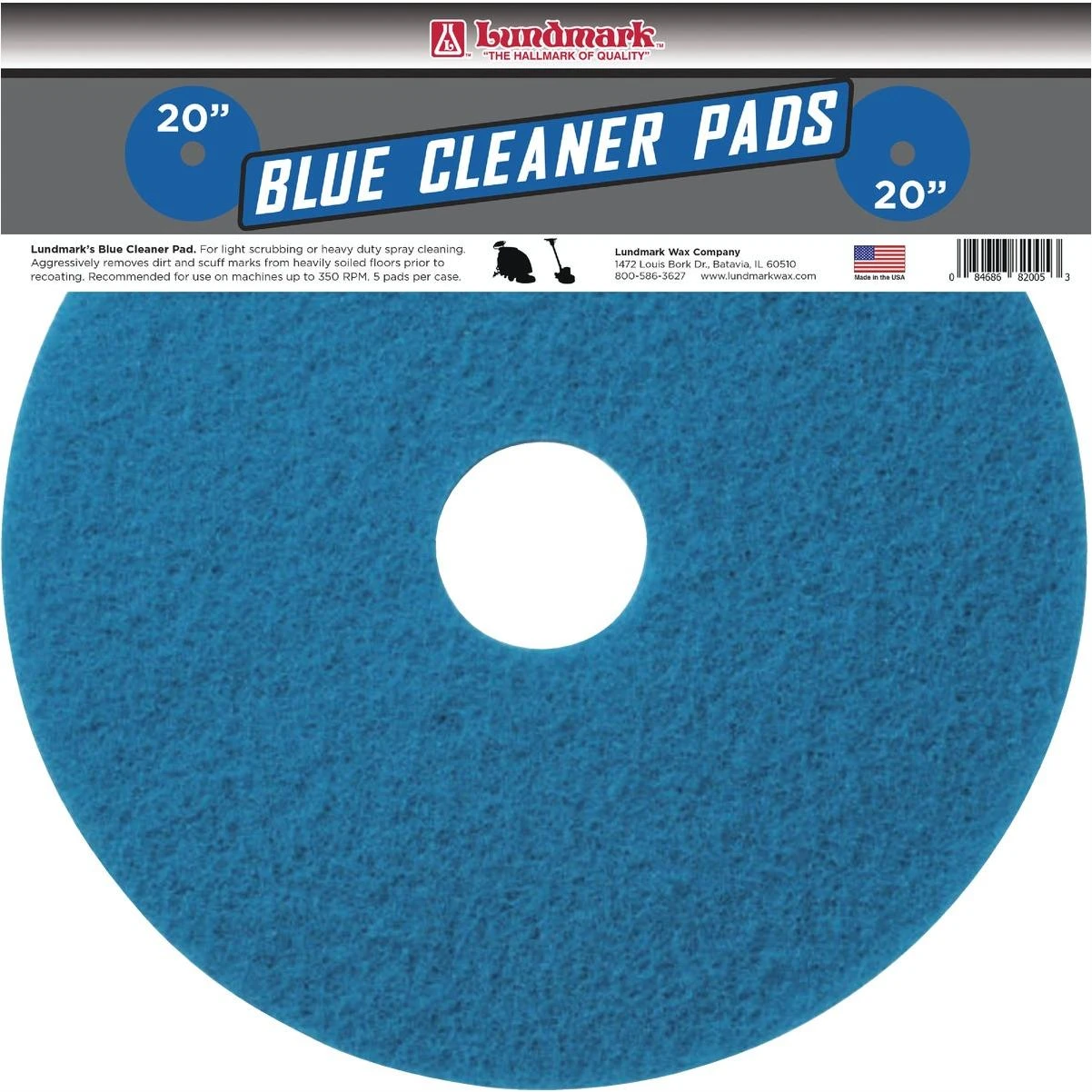 Lundmark 20 In. Abrasive Blue Polishing Pad (5-Pack)