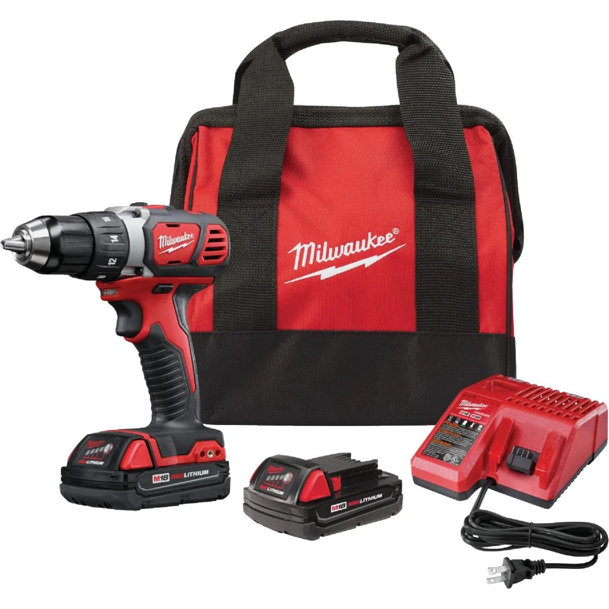 Milwaukee M18 1/2 In. Compact Cordless Drill/Driver Kit with (2) 1.5 Ah Batteries & Charger