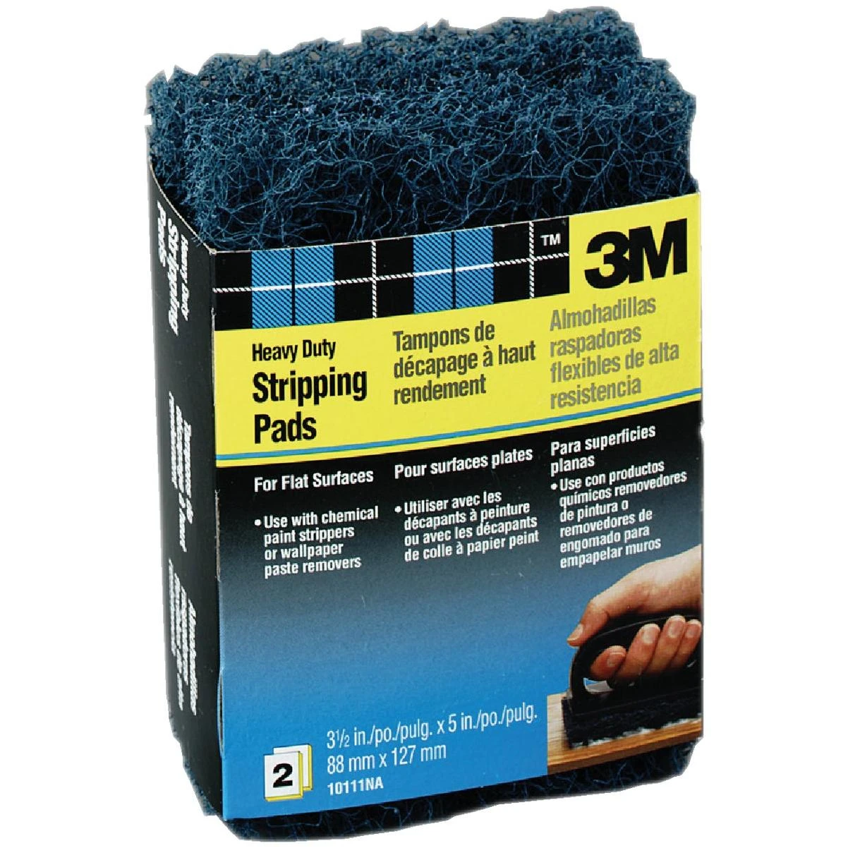 3M Heavy Duty Stripping Pads, 3 Coarse, 3-3/8 In. x 5 In. x 3/4 In. (2-Pack)