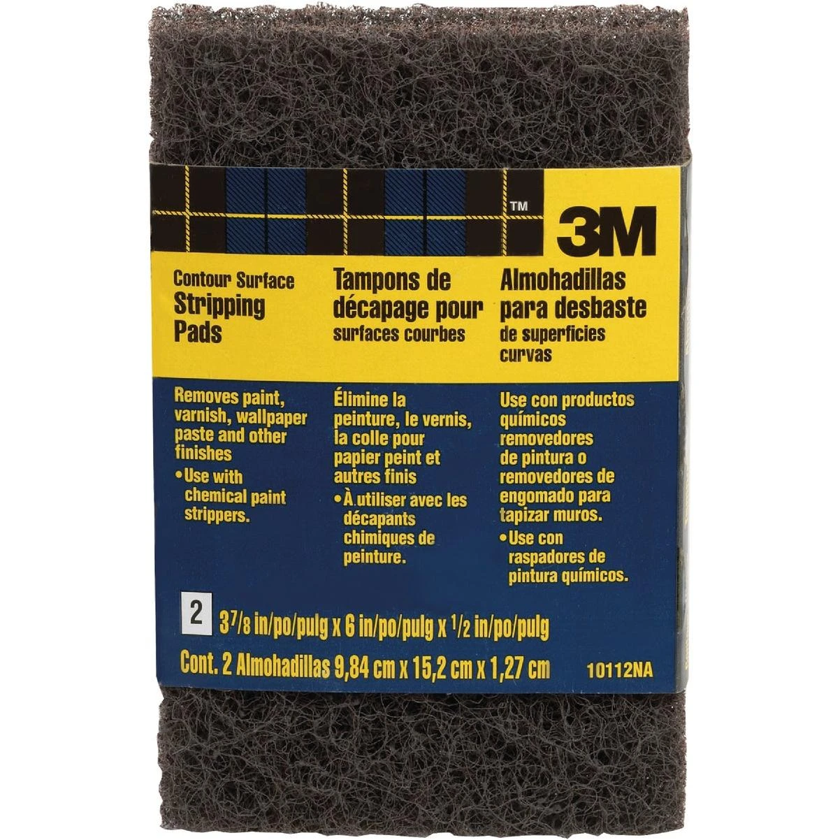 3M Heavy Duty Stripping Pads, 3-3/4 In. x 6 In. x 7/16 In. (2-Pack)