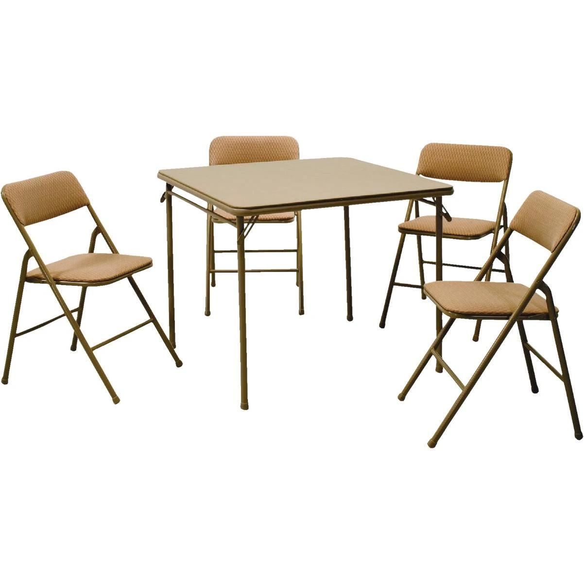 COSCO Brown Folding Vinyl Table & Chair Set (5-Piece)
