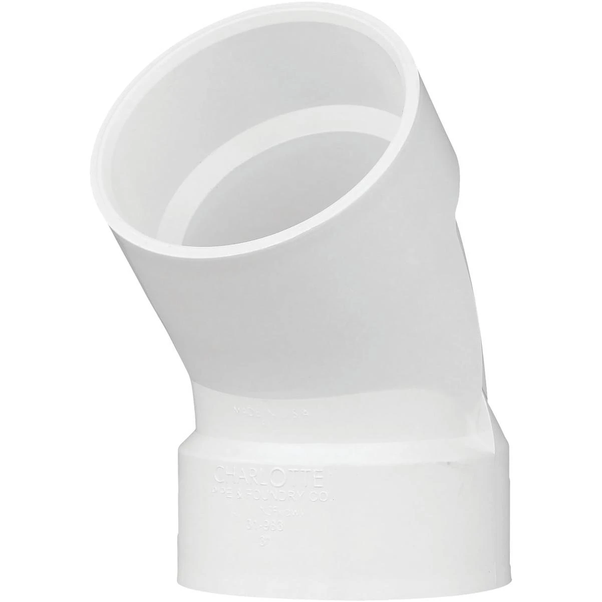 Charlotte Pipe 3 In. Schedule 40 45 Deg. Short Radius DWV PVC Elbow (1/8 Bend)