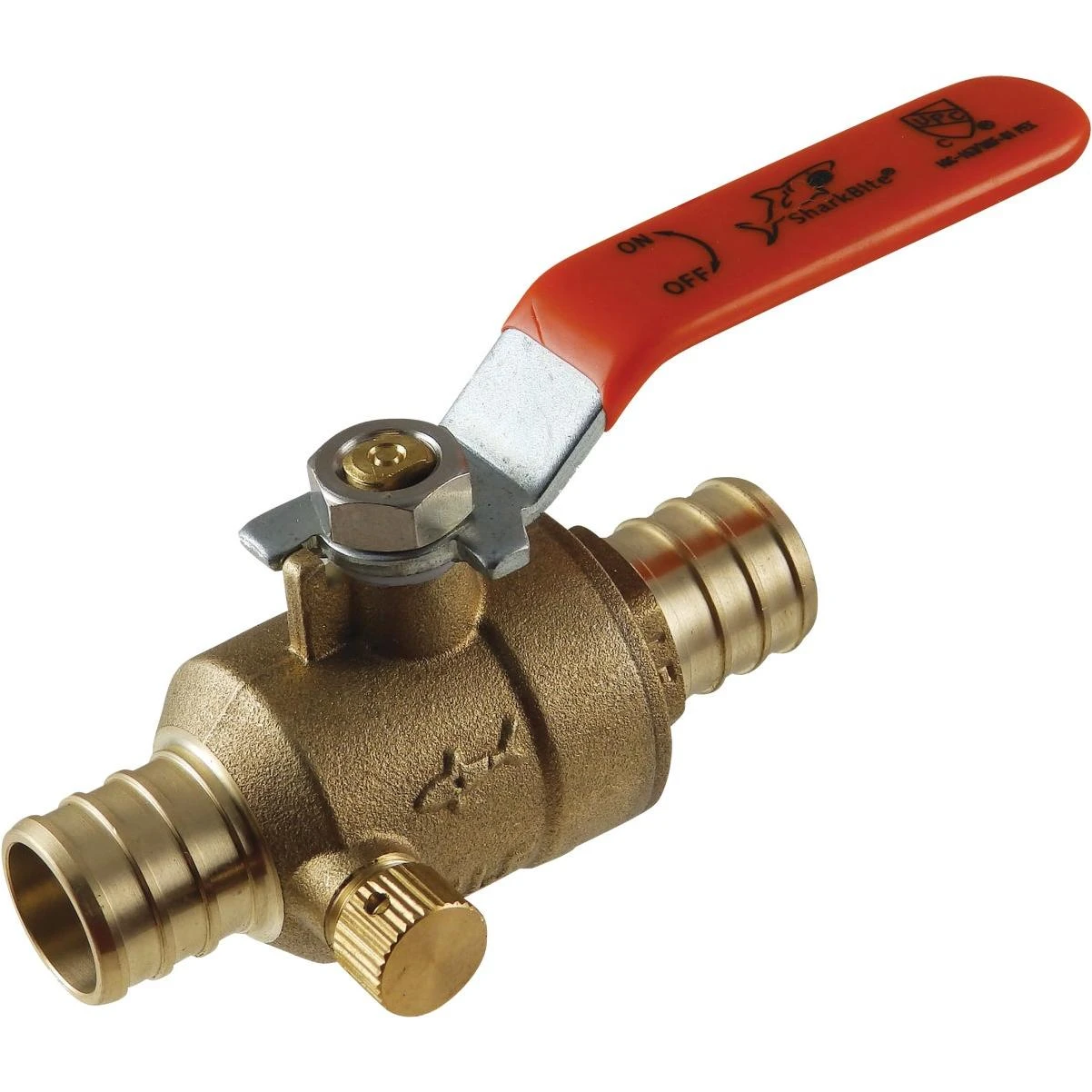 SharkBite 1/2 In. Brass Barb Ball Valve with Drain