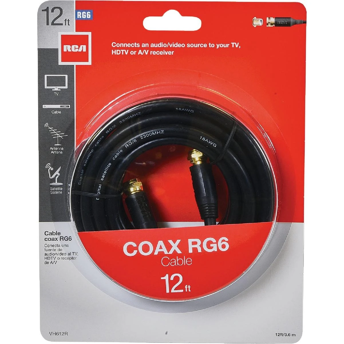 RCA 12 Ft. Black Digital RG6 Coaxial Cable