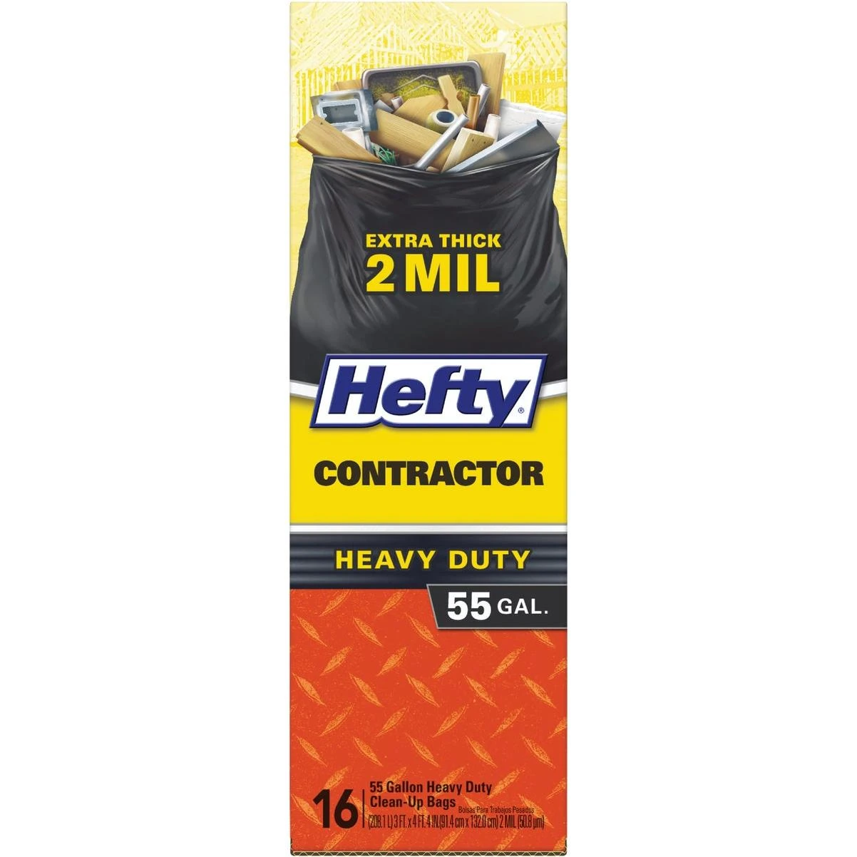 Hefty 55 Gal. Contractor Black Trash Bag (16-Count)