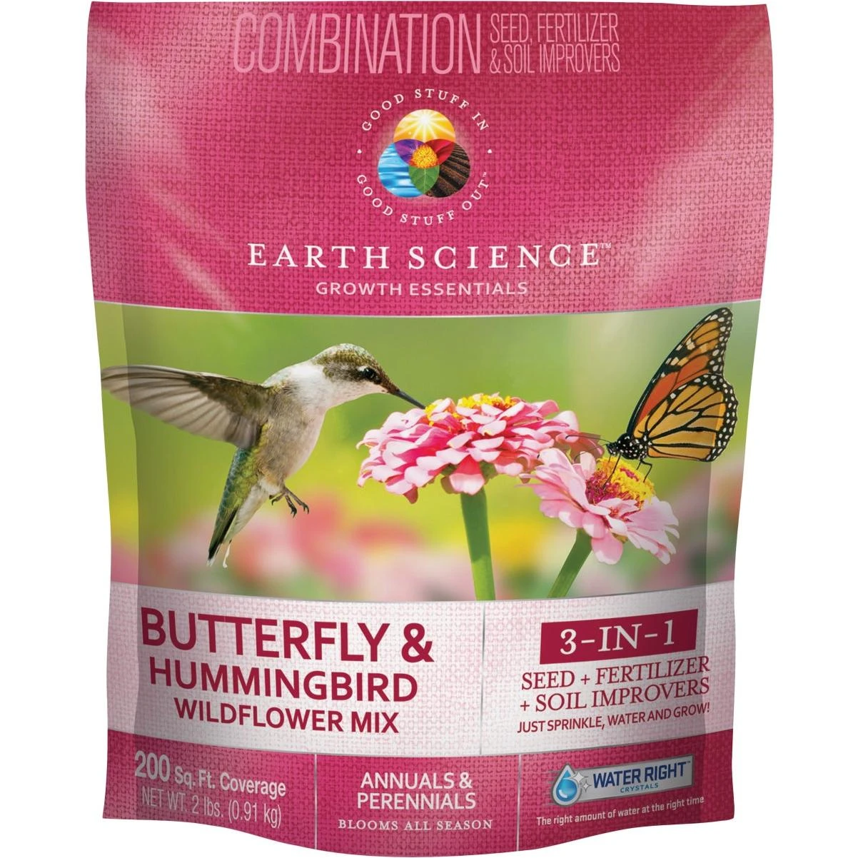 Earth Science All-In-One 2 Lb. 200 Sq. Ft. Coverage Butterfly & Hummingbird Wildflower Seed Mix