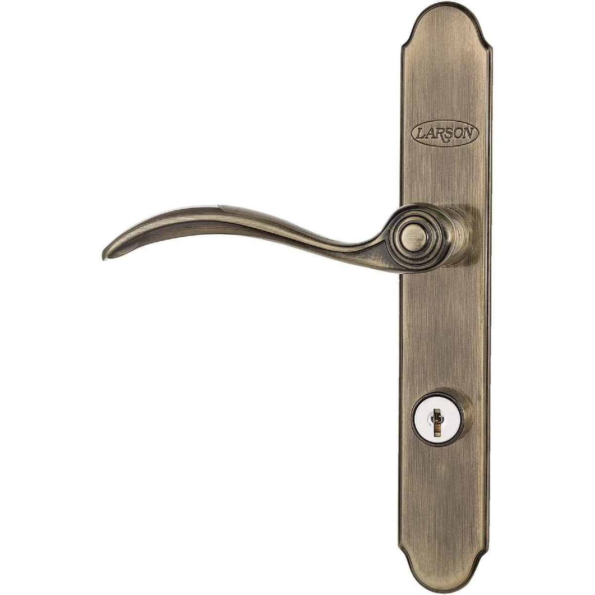 Larson QuickFit Antique Brass Die-Cast Metal Locking Storm Door Curved Leverset