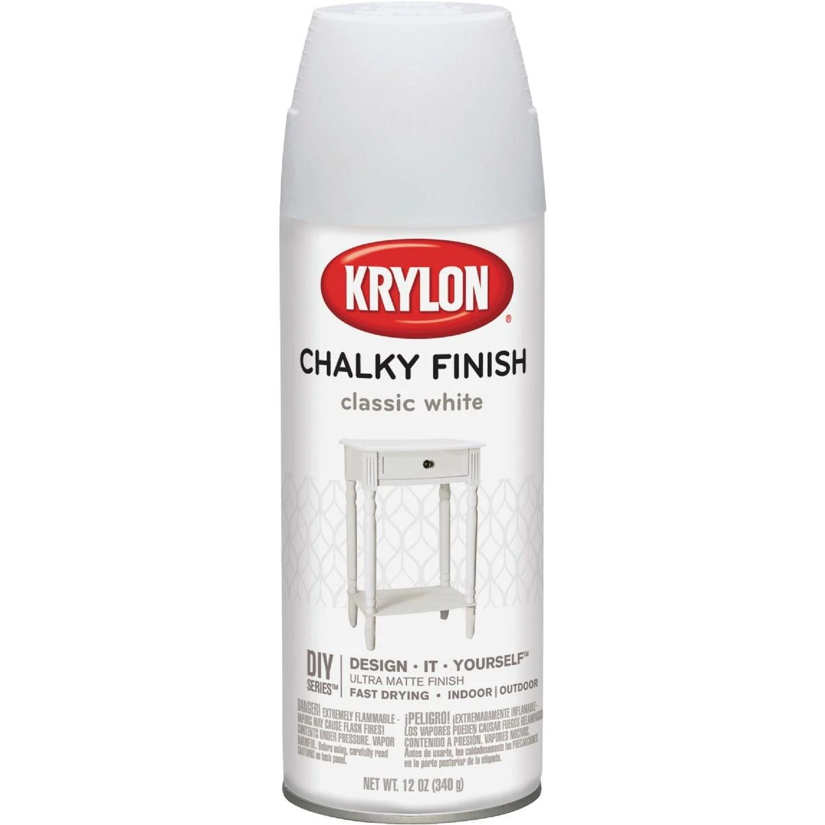 Krylon CHALKY FINISH 12 Oz. Ultra Matte Chalk Spray Paint, Classic White