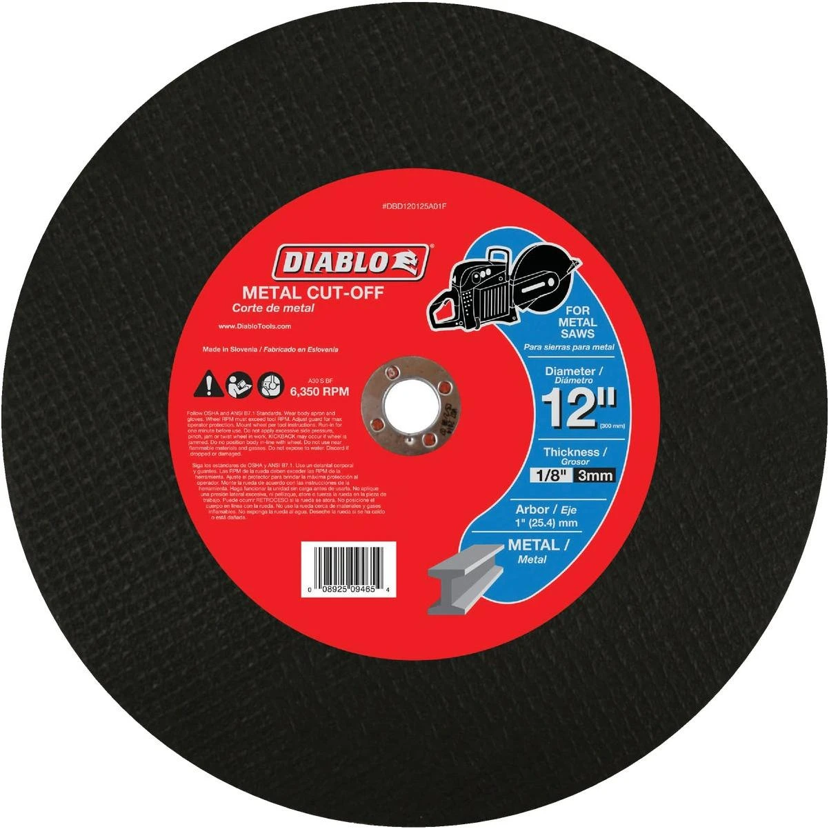 Diablo Type 1 12 In. x 1/8 In. x 1 In. Metal Cut-Off Wheel