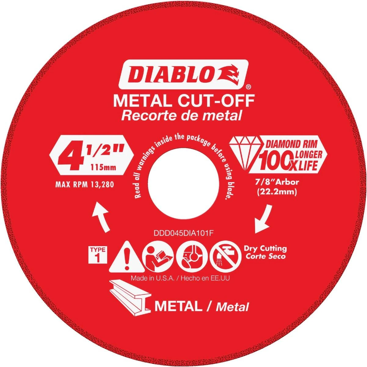 Diablo Type 1 4-1/2 In. x 7/8 In. Metal Cutting Diamond Cut-Off Wheel