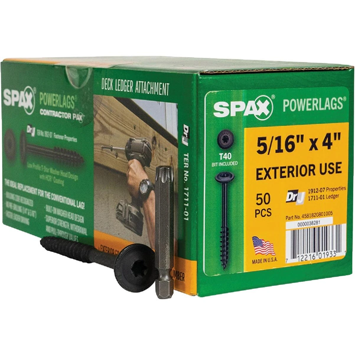 Spax PowerLags 5/16 In. x 4 In. Washer Head Exterior Structure Screw (50 Ct.)