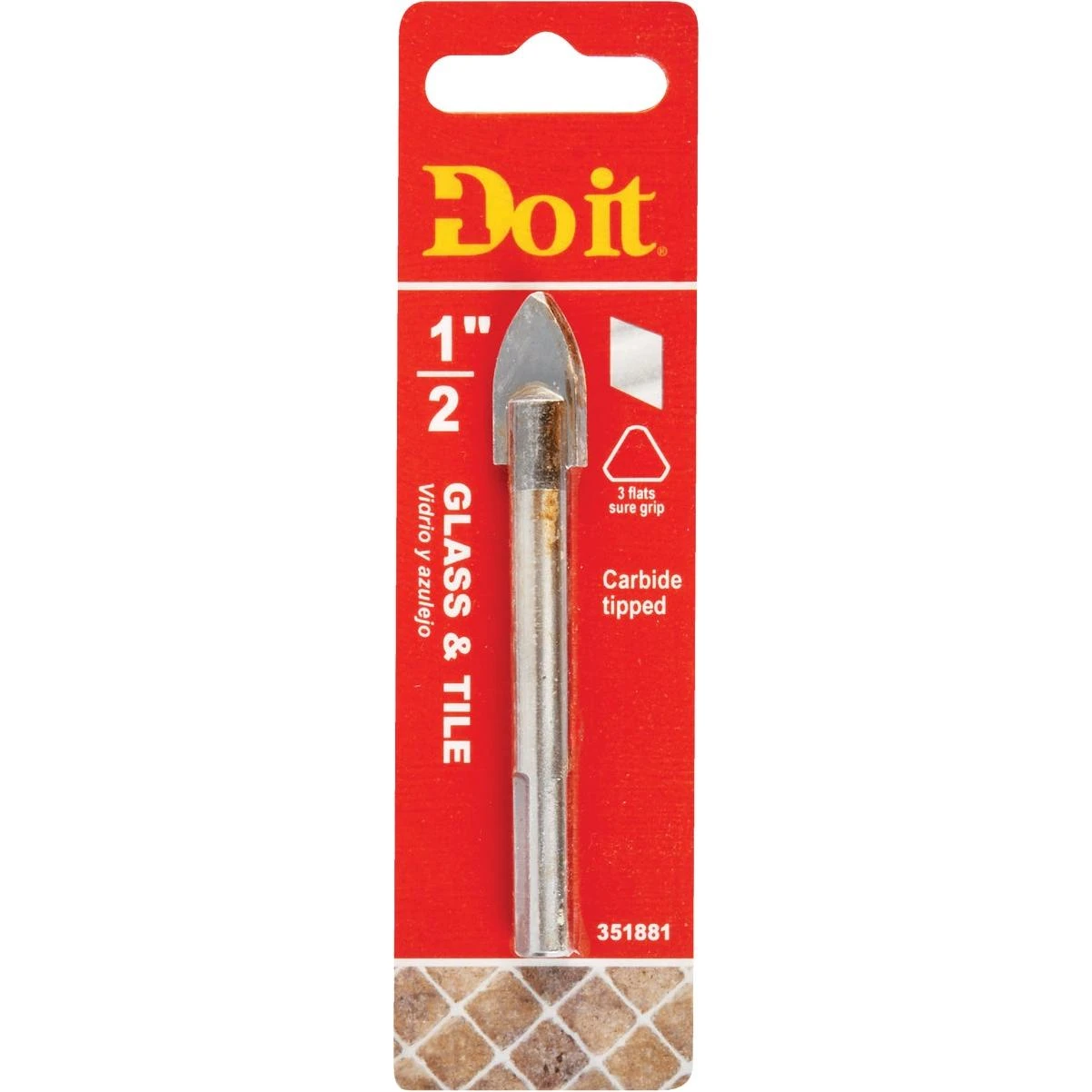 1/2 Inch X 3-3/4 Inch Carbide Glass & Tile Drill Bit - Model 263601db