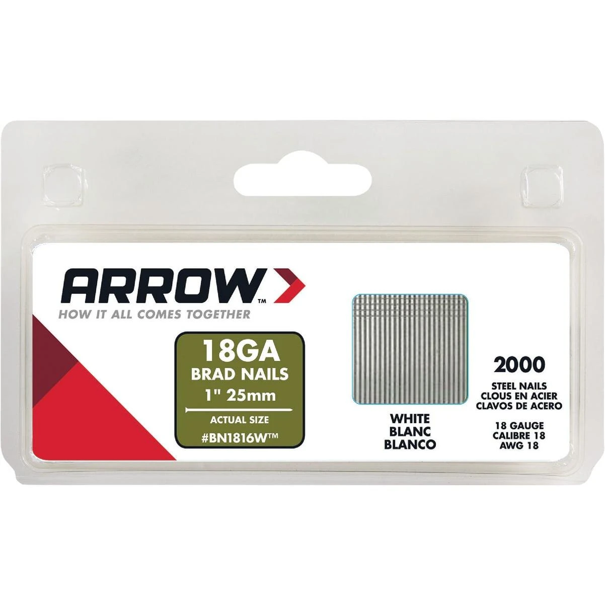Arrow 18-Gauge Steel Brad Nail, 1 In. (2000-Pack)
