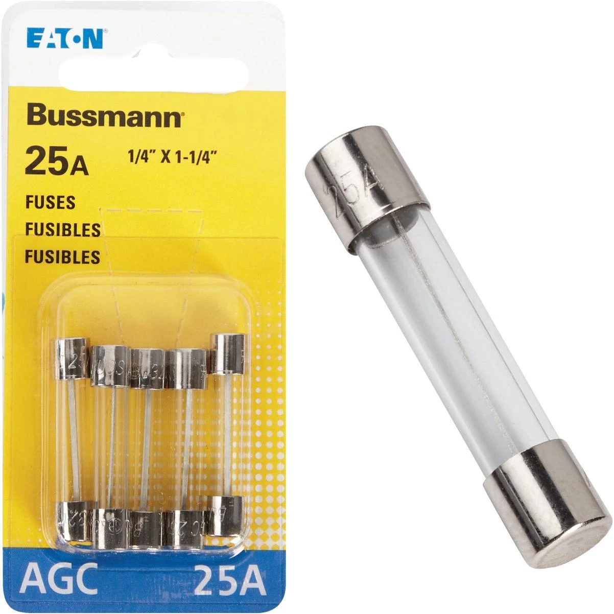Bussmann 25A 32V AGC Glass Tube Automotive Fuse (5-Pack)