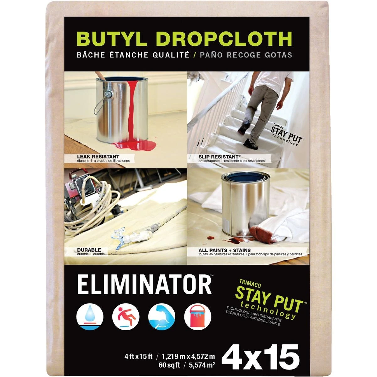 Trimaco Eliminator 4 Ft. x 15 Ft. Butyl Drop Cloth