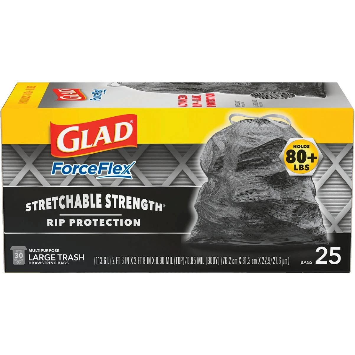 Glad Dual Defense 30 Gal. Large Black Trash Bag (25-Count)