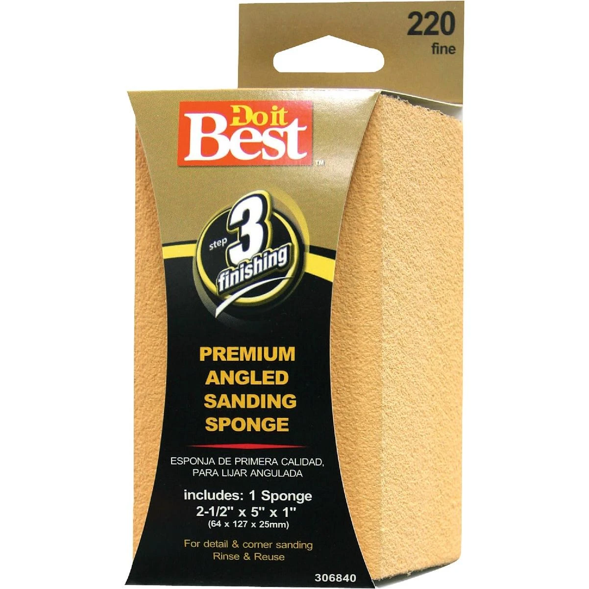 Do it Best Angled 2-1/2 In. x 5 In. x 1 In. 220 Grit Fine Sanding Sponge