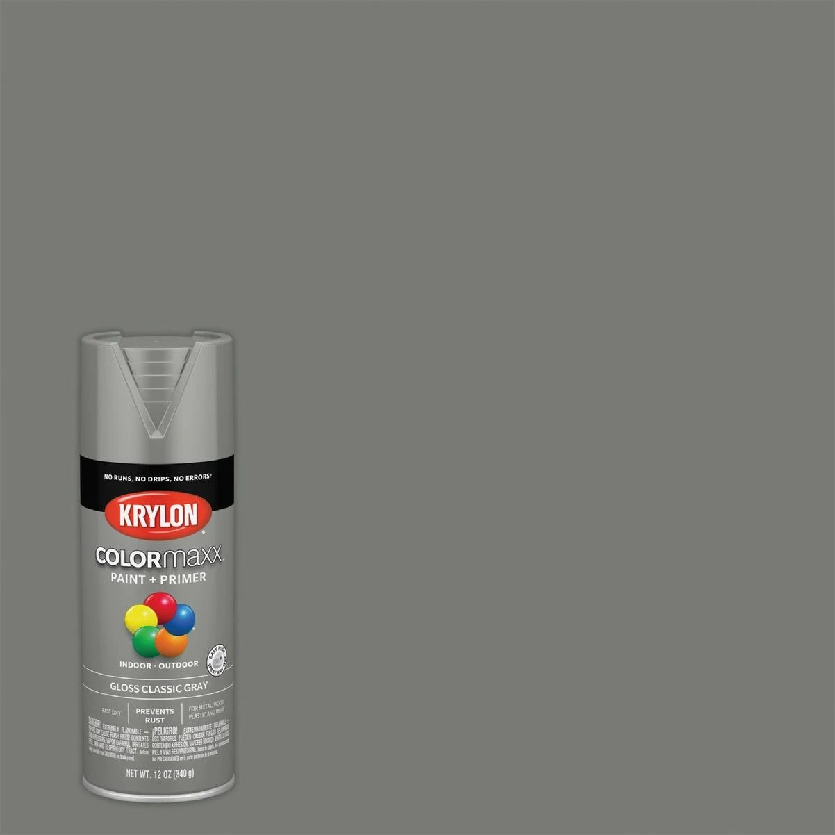 Krylon Colormaxx Gloss Spray Paint & Primer, Classic Gray