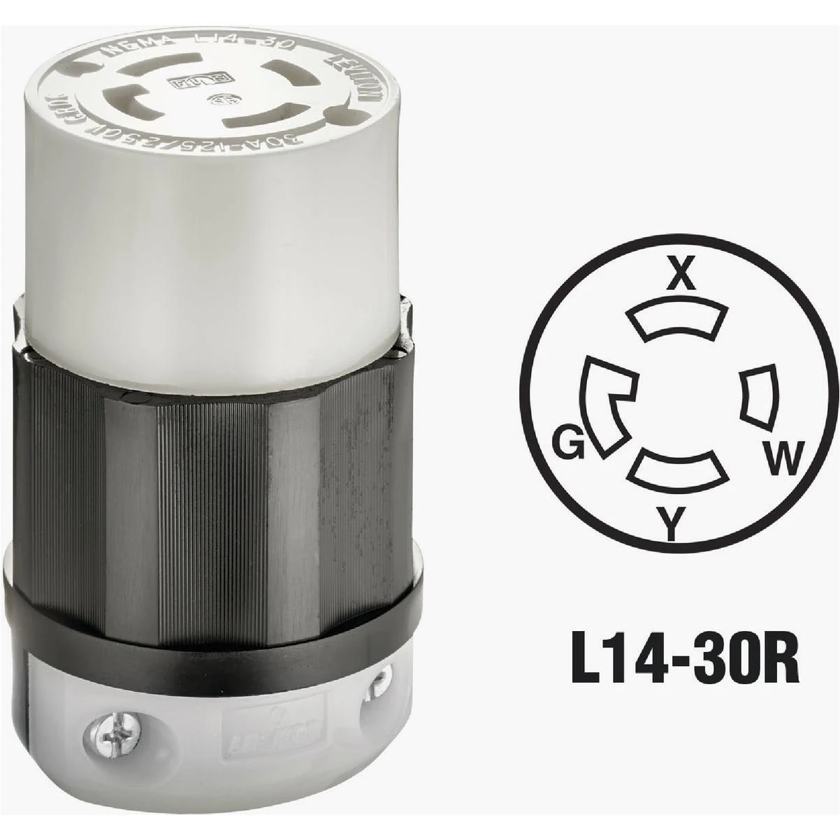 Leviton 30A 125V/250V 4-Wire 3-Pole Industrial Grade L14-30R Locking Cord Connector