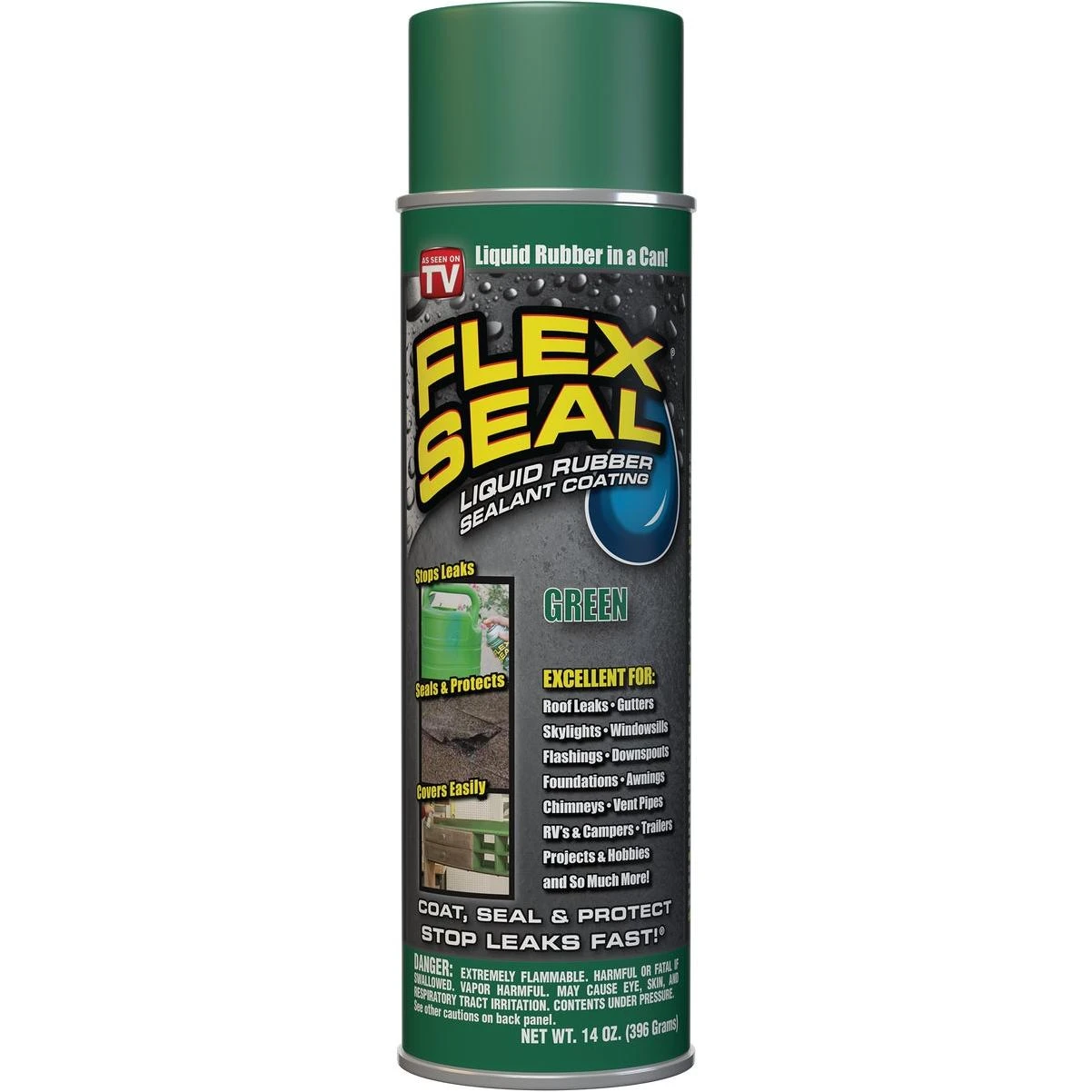 FLEX SEAL 14 Oz. Spray Rubber Sealant, Green