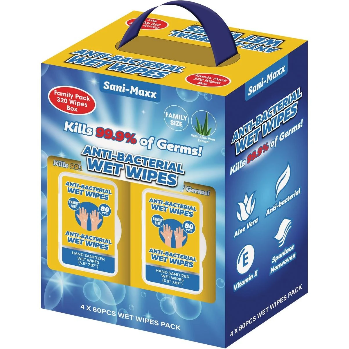 Sani-Maxx Family Pack Antibacterial Disinfectant Wet Wipe