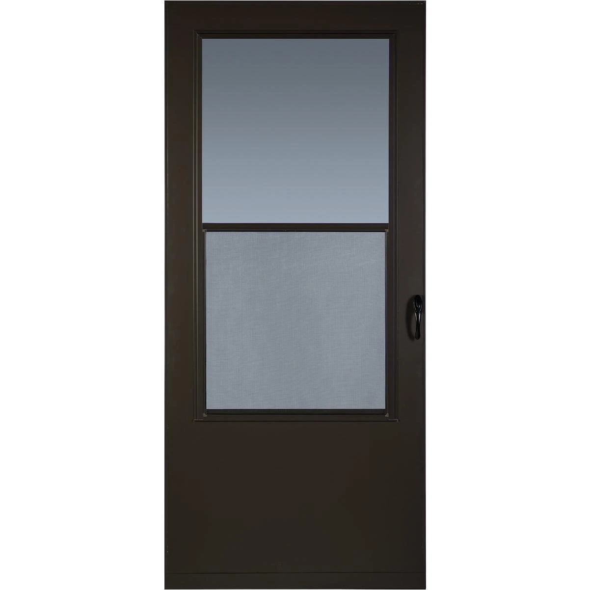 Larson Value-Core 32 In. W x 80 In. H x 1 In. Thick Brown Self-Storing Aluminum Storm Door