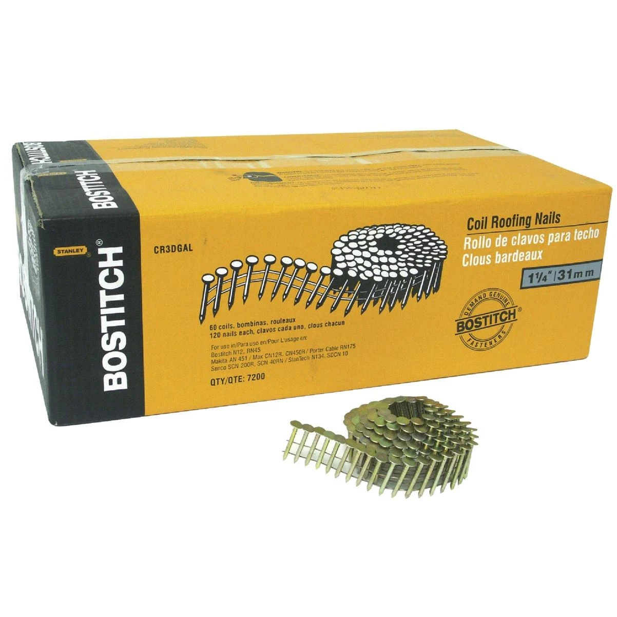 Bostitch 1-1/4 In. x 0.120 In. 15 Degree Wire Weld Galvanized Coil Roofing Nail (7200 Ct.)