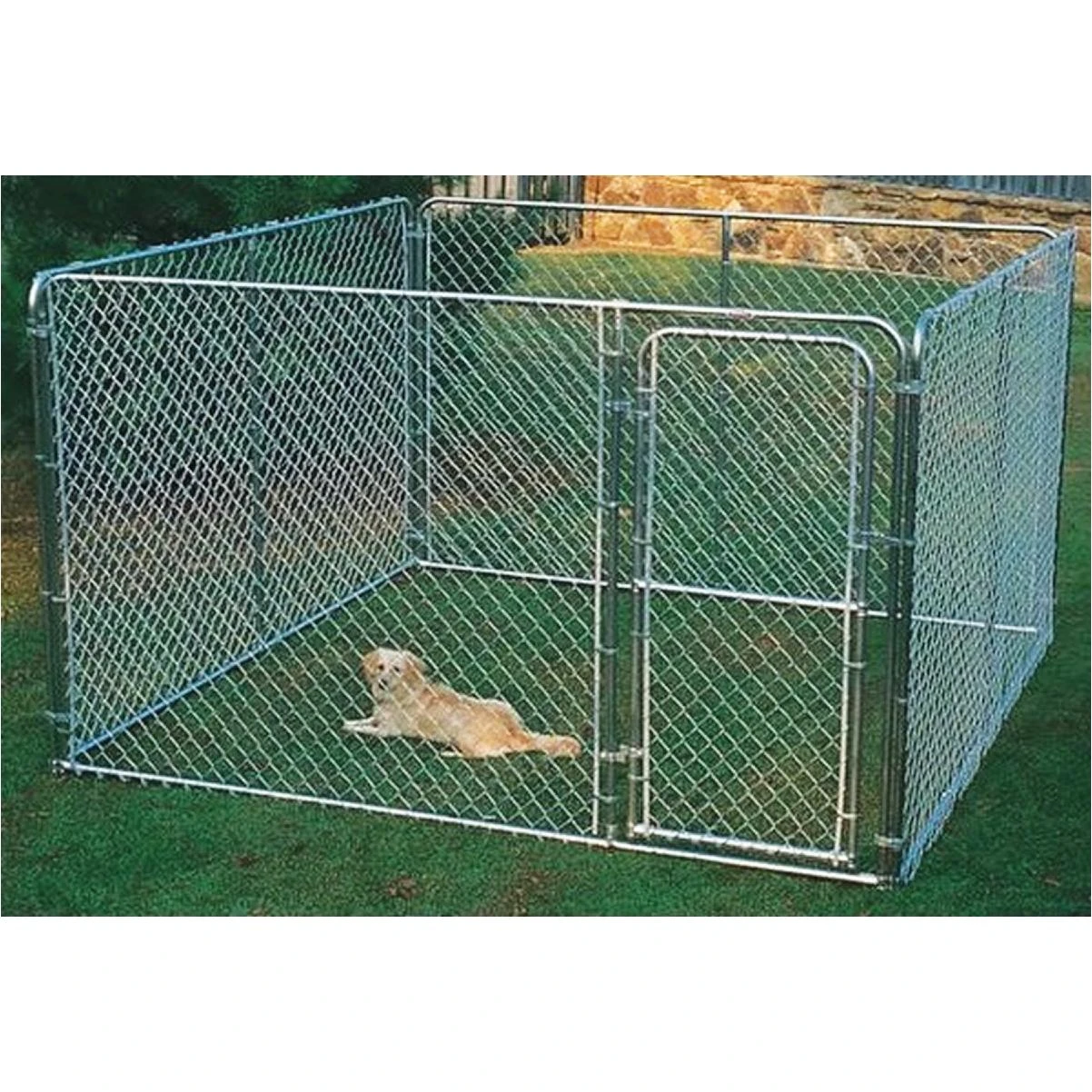 KennelMaster 10 Ft. W. x 6 Ft. H. x 10 Ft. L. Outdoor Galvanized Chain Link Kennel