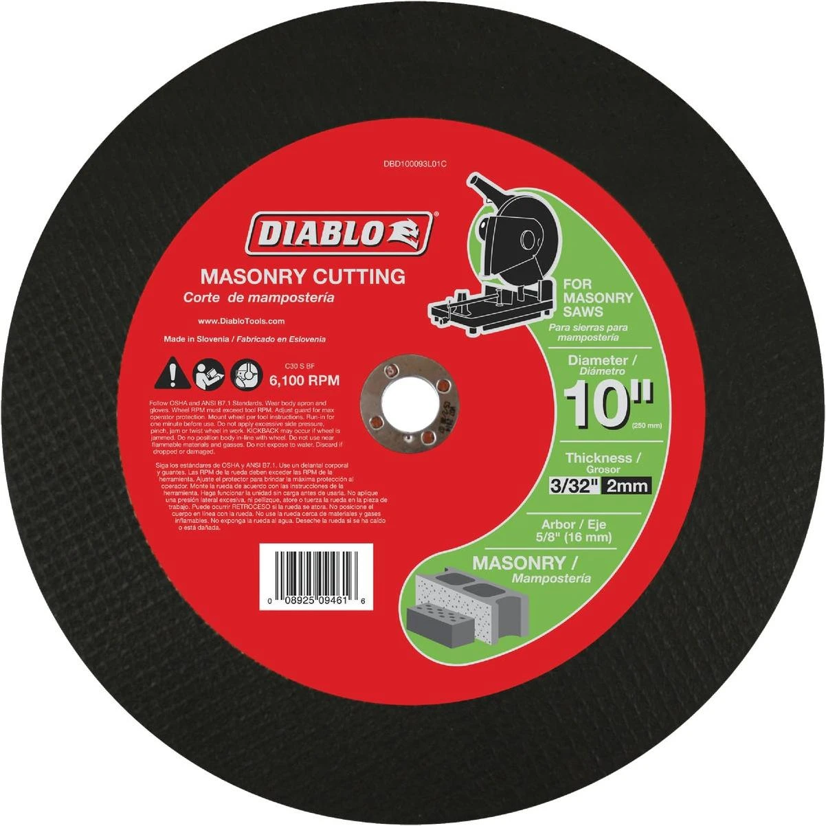 Diablo Type 1 10 In. x 3/32 In. x 5/8 In. Masonry Cut-Off Wheel