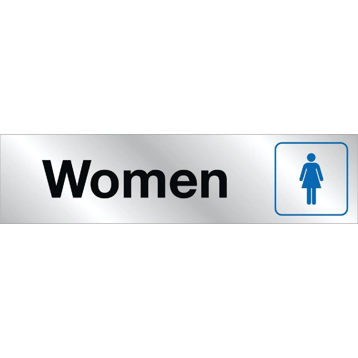 Hy-Ko 2x8 Brushed Aluminum Restroom Sign, Ladies