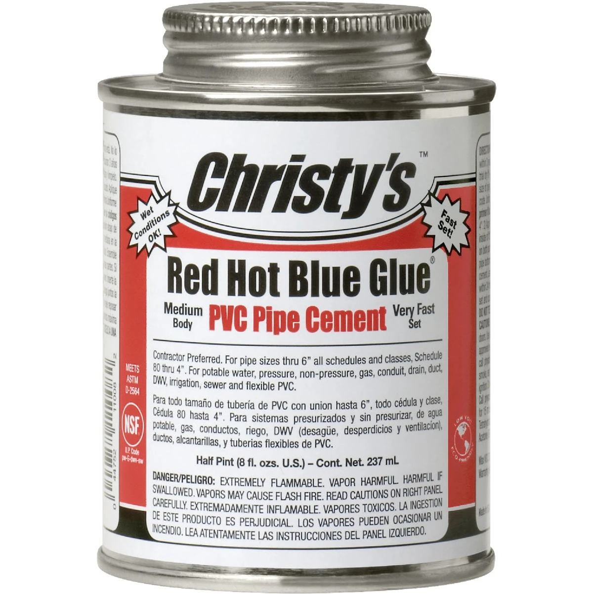 Christy's 8 Oz. Low VOC Red Hot Blue Glue PVC Cement