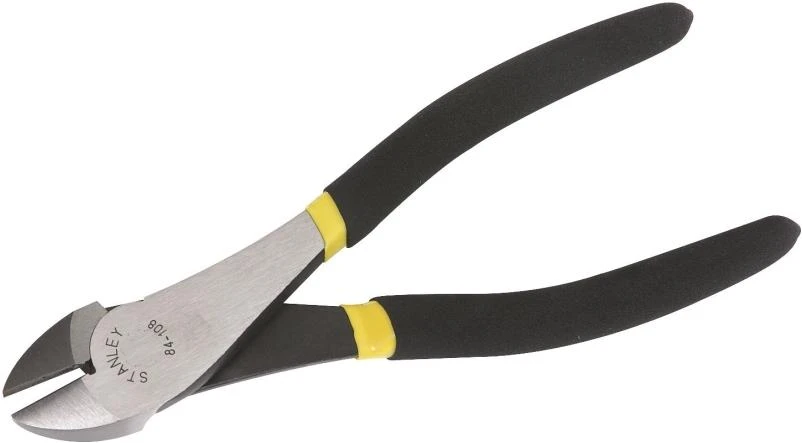 STANLEY 84-108 Diagonal Cutting Plier, 7-5/16 in OAL, 7/8 in Cutting Capacity, Black Handle, Double Dipped Handle