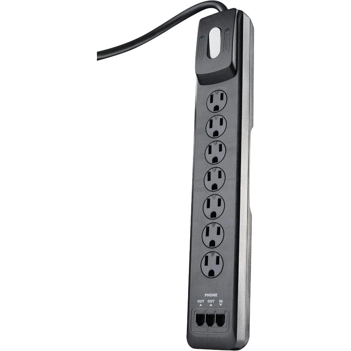 Woods 7-outlet 2480j Black Multi-media Surge Protector Strip With 6 Ft. Cord