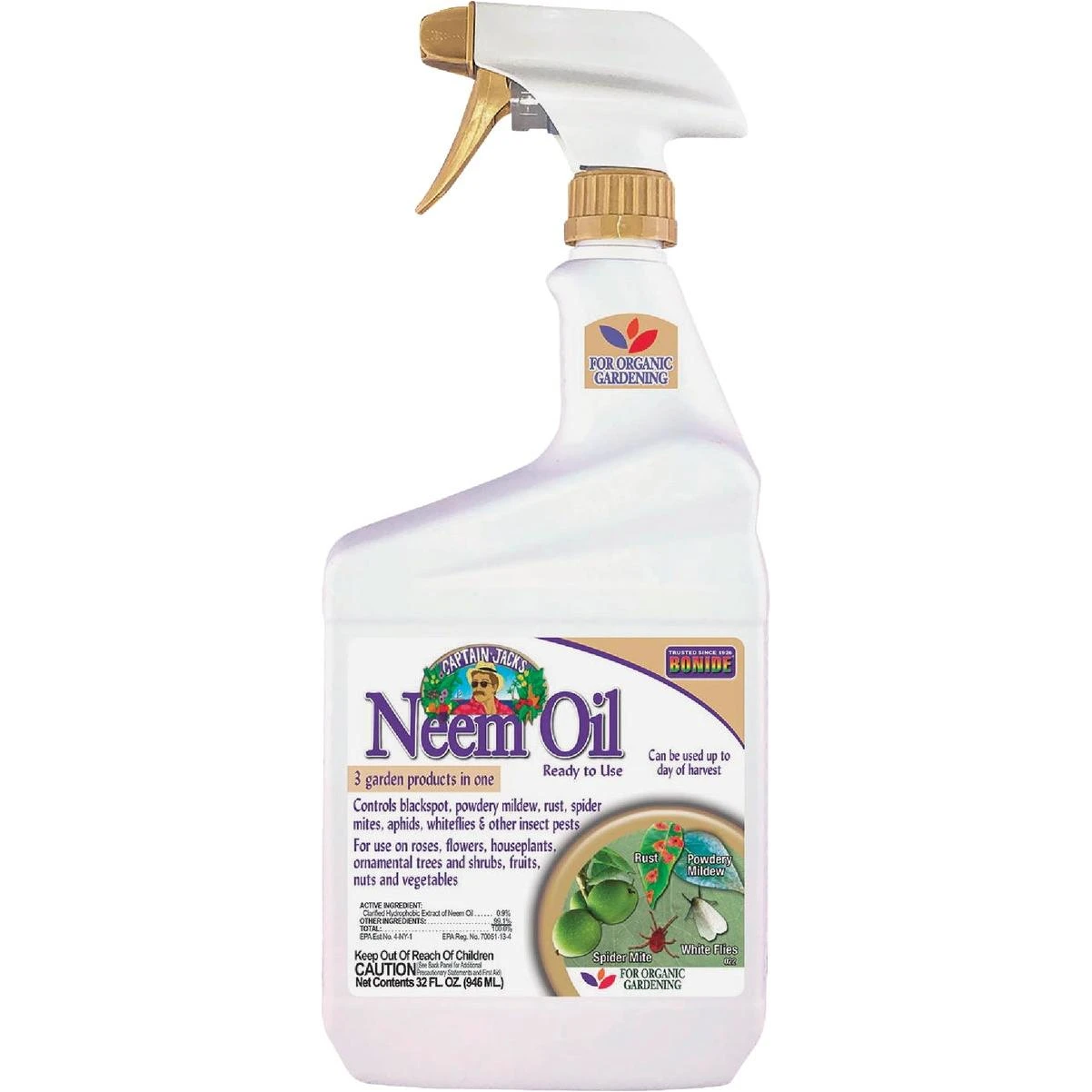 Bonide Captain Jack's 32 Oz. Ready To Use Trigger Spray Neem  Oil Fungicide, Insecticide, & Miticide