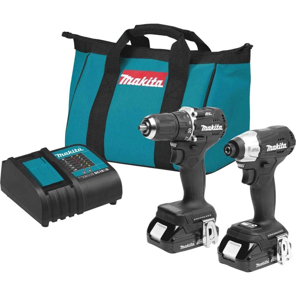 Makita 2-Tool 18 Volt LXT Lithium-Ion Brushless Sub-Compact Drill/Driver & Impact Driver Cordless Tool Combo Kit