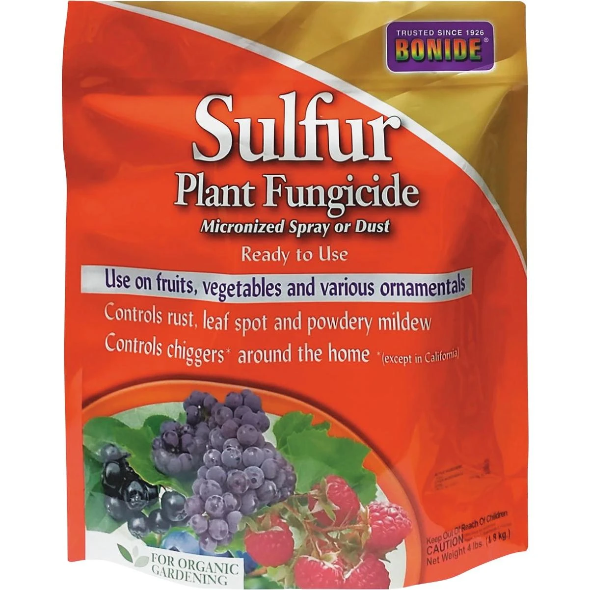 Bonide 4 Lb. Ready To Use Micronized Spray or Dust Sulfur Plant Fungicide
