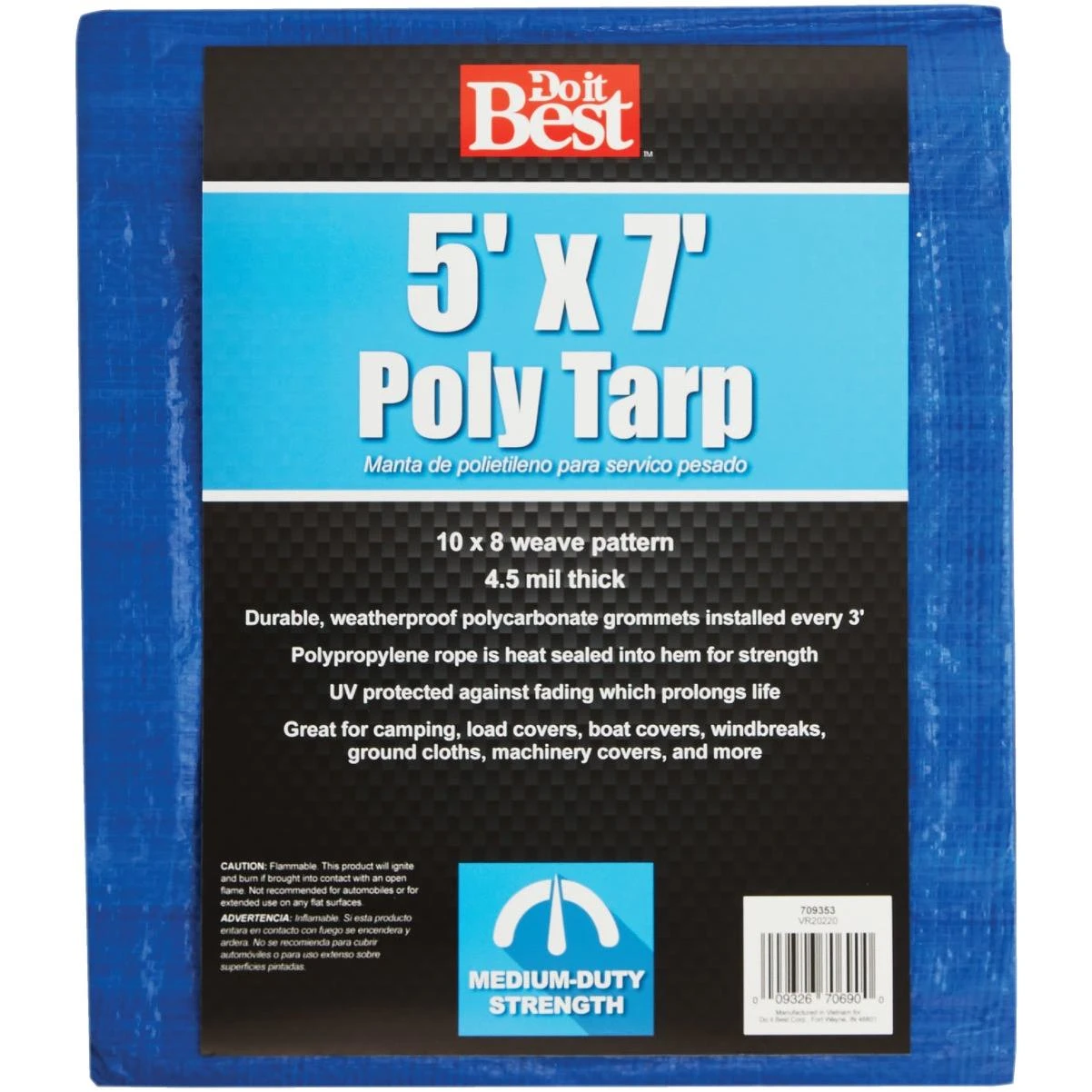 5X7 BLUE MED DUTY TARP