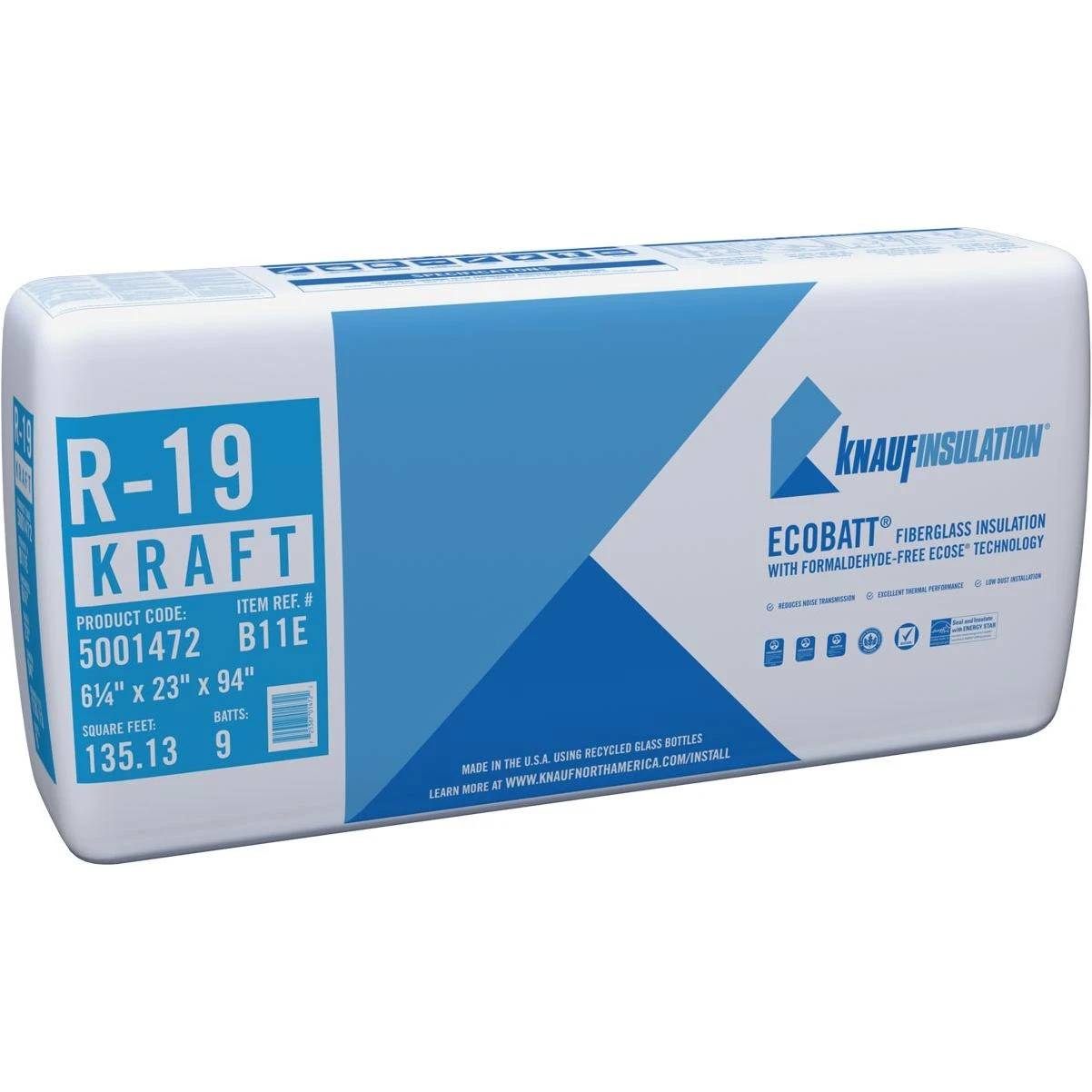 Knauf R-19 23 In. x 94 In. Kraft Faced Batt Fiberglass Insulation (9 Count)