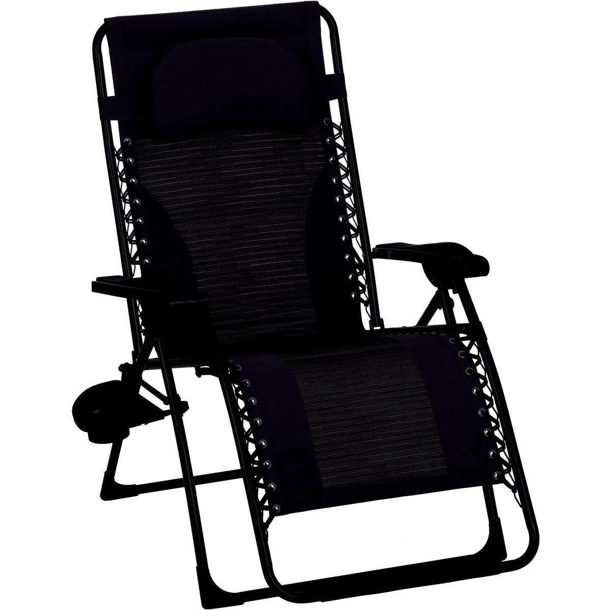 Outdoor Expressions Zero Gravity Deluxe Relaxer Gray Padded Chair with Cup Holder