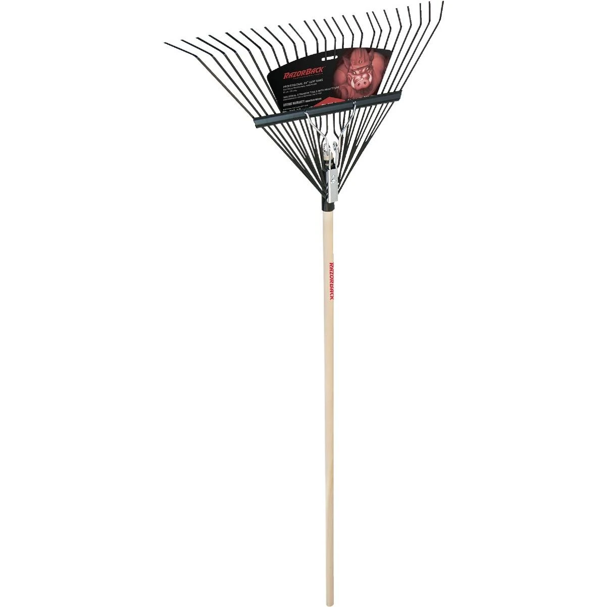 Seymour S400 Jobsite 24 In. 24-Tine Spring Brace Leaf Rake with 54 In. Wood Handle