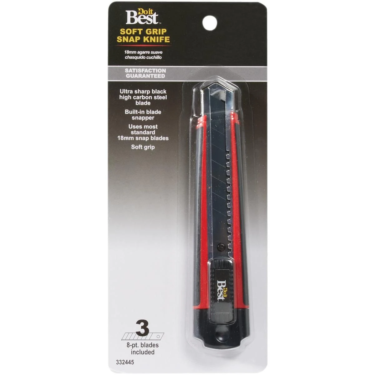 Do it 18mm 8-Point Ultra Sharp Black High Carbon Steel Blade Snap-Off Knife