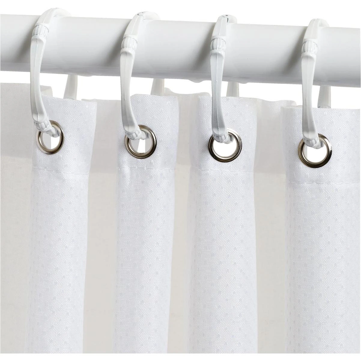 Zenith Zenna Home 70 In. x 72 In. White Fabric Shower Curtain
